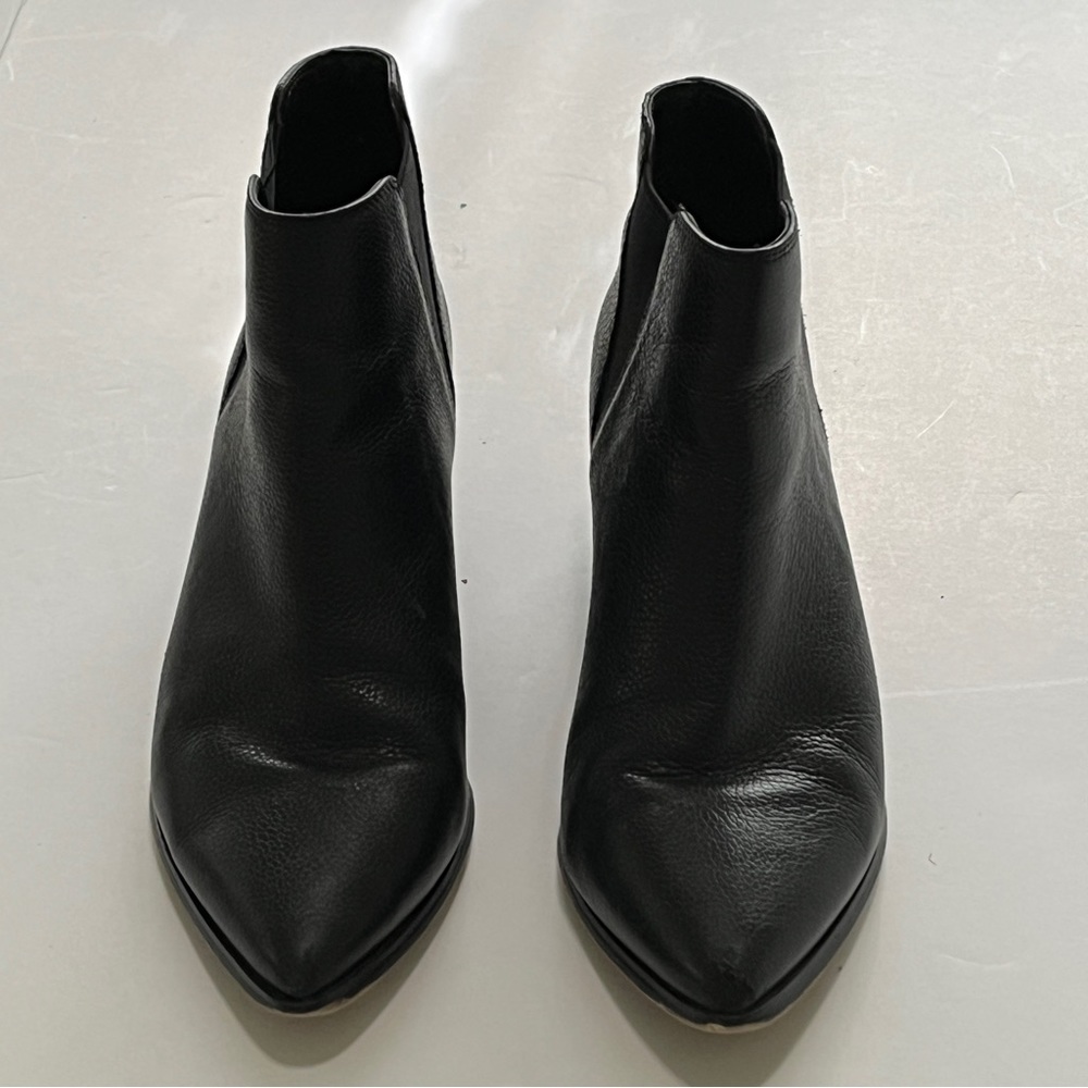 Saks Fifth Avenue Black Pebbled Leather Ankle Bootie